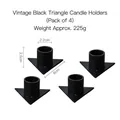 Set de 4 candelabros triangulares negros vintage con acabado de hierro mate para casa - Estilo Triangular (6143) / Juego de 4 / Negro