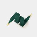 Dark green woven replacement shoulder strap with leather ends and gold-tone hooks - Green Webbing with Gold Buckle / Width 5cm Length 70cm