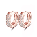 Elegant S925 sterling silver hoop earrings with rose gold plating and white cubic zirconia - Rose Gold Rhinestone Ring Style (SE103-R)
