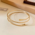 Three-layer spiral open cuff bracelet in golden finish with hammered texture - Gold Multi-layer Spiral Hammered Style