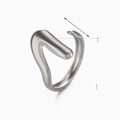 Zilveren V-vormige open ring van roestvrij staal met 1,5 cm breedte en 1,7 cm hoogte maten - V-Vorm (ZN1077) / Staalkleur