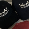 Structured baseball caps with letter embroidery in black and burgundy cotton canvas - Black