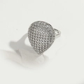 Silver adjustable ring with teardrop zirconia pavé on a white textured platform - White Zirconia Water Drop Style (JZ0512白锆水滴戒指)
