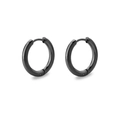 Minimalist black stainless steel hoop earrings with polished finish and snap closure - 2.5*12mm / Black