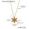 Collana a fiocco di neve in acciaio inossidabile dorato con zirconi colorati e misure - Collana di Zirconi Multicolore Color Oro