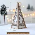 29cm Pyramid wooden Christmas tree ornament with laser-cut Merry Christmas carvings - Original Wood Pyramid Style (WTH-281Y)