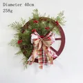 Close-up of Christmas wheel wreath showing pine branches and dimensions of 40cm diameter - 40cm Diameter Without Pinecones