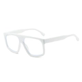 Futuristic white oversized square frame sunglasses with transparent lenses for outdoors - White Frame