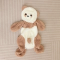 Flat lay detail of brown and cream teddy bear plush onesie with warm faux lamb wool - Brown / 80cm (No Filling / With Zipper)