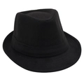 Detail of the black wool felt fedora hat featuring a classic matching ribbon band trim - One Size / Black