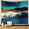 Abstract mountain landscape tapestry with modern oil painting texture for wall decor - Cyan and Gold Modern Oil Painting Mountains (GT428-22)