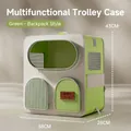 Green and cream pet carrier backpack with wheels and large clear window, size 38x28x43cm - Without Trolley Base / Green - Backpack