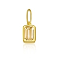 Golden S925 silver pendant necklace featuring a rectangular yellow zircon gemstone - 18K Gold-November