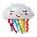 White jellyfish foil balloon with colorful rainbow tassels and cute cartoon smiling face - Tassel White Cloud (74*79cm)