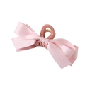 Pink satin bow hair claw clip with golden spring mechanism for elegant hairstyling - Large Claw Clip / Pink