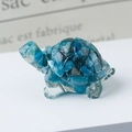 Clear resin turtle ornament with blue crystal stone inlay for home desktop decoration - 64 Blue Opal