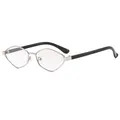 Retro geometric silver metal sunglasses with black temples for a stylish look - Silver Frame Gradient Silver Lens
