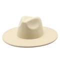 Sombrero Fedora clásico de lana beige con ala ancha y copa con hendidura para ambos - M (56-58cm) / Beige