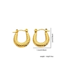 Detail showing 2cm gold U-shaped earrings with quilted texture and weight specifications - Gold U-Shape Grid Texture Style (#0177)