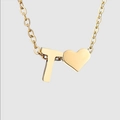 Collier minimaliste en acier inoxydable doré 18K avec pendentifs cœur et lettre T - Lettre T(T) / Or