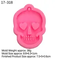 Pink skull silicone mold with heart eyes for resin keychains and car aromatherapy - Style 3 Skull with Heart Eyes / Pink