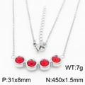 Titanium steel necklace with four red zircon pendants on silver chain for women - Steel Red Necklace(KN235974-KFC)