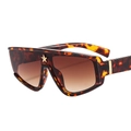 Oversized tortoise shell sunglasses with gold star accent and brown gradient lenses - C4 Leopard Frame Gradient Tea Lens