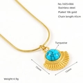 Retro roestvrij staal 18k verguld turquoise waaier hanger ketting elegante sleutelbeen. - Zyg1605+066 / 18K goud