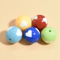 50pcs assorted sports themed heart pattern acrylic beads for DIY bracelet making - 20mm Heart Pattern Round Beads Mixed Colors