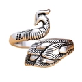 Vintage oxidized silver peacock ring with adjustable open band for women - Peacock Ring