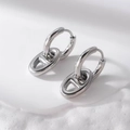 Eleganti orecchini geometrici a maglia naso di maiale in acciaio inossidabile argento - Argento (1 Paio)