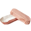 Pink polka dot greaseproof paper cake liners in oval boat shape for baking muffins - Oblong Pink Polka Dot Laminated Tray