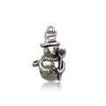 Macro detail of snowman pendant in antique silver finish for DIY jewelry making - 15x27mm/1.4g / Christmas Snowman Type B