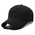 Klassische schwarze Baseballkappe mit hochwertiger 3D-Stickerei und strukturiertem Stoff - Verstellbar / Schwarz mit schwarzer Stickerei