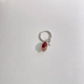 Silver hoops with carnelian oval pendant and star charm in vintage French style - Silver Goldstone Style (DEP1736) / Silver