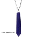 Natural Lapis Lazuli hexagonal crystal pendant necklace with silver chain 5x1cm - Large Lapis Lazuli