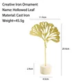 Scultura foglia di ginkgo in ghisa dorata con base bianca per decoro da tavolo - Foglia Traforata
