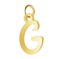 Detailed close-up of golden stainless steel hollow letter G pendant with polished finish - Letter G