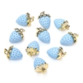 Sky blue strawberry resin pendants with gold caps for DIY jewelry and earrings - Matte Blue