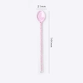 Pink transparent heart glass spoon with glitter handle and dimensions 144mm by 21mm - Pink Glitter Diamond Style