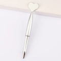 Silver metal ballpoint pen featuring a decorative heart-shaped top for Valentine's gifts - Butterfly / Silver