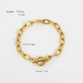 Gold stainless steel OT buckle chain bracelet, 19.5cm length with 5.8mm width - Gold Chain Bracelet JDB201049