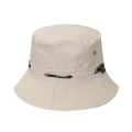 Detail of beige sun hat with metal eyelets and adjustable SPORT drawstring cord - 58cm / Beige