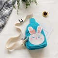 Kids light blue canvas chest bag with cute bunny patch and pink sequin bow detail - Blue Rabbit