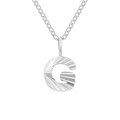Silver stainless steel necklace featuring a textured letter G pendant with sunburst engraving - Letter G / Steel Color