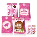 Pink Western Cowgirl party set with 12 paper gift bags and 18 sheriff star stickers - LB157 Western Cowgirl Theme (12 Bags + 18 Stickers)