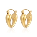 French vintage gold V-shaped heart hoop earrings in polished stainless steel for women - Gold