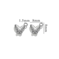 Ciondolo a farfalla in acciaio inossidabile lucido da 8mm con foro per anello da 1,5mm - Farfalla / Color Acciaio
