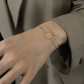 Double-layer 18k gold plated stainless steel bracelet with Chinese style charm - 15+5cm / Rose Gold