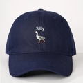 Dunkelblaue Baseballkappe aus Baumwolle mit Silly-Text und Entenbestickung für draußen - Marineblau
